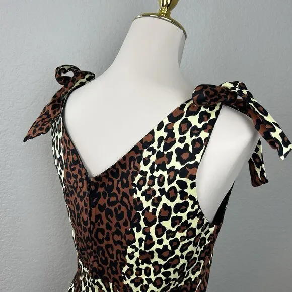 Deadly Dames Women's Tie Me Up Dress Animal Print Flare Size M - Picture 4 of 9